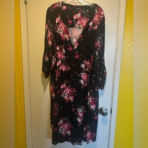 Torrid Floral Black and Pink Women's Dress, 3X, Plus Size